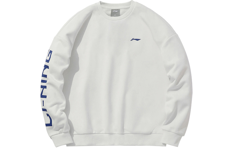 Li-Ning Oversized Fleece Pullover Sweatshirt White Unisex Casual Sportswear AWDP932-29