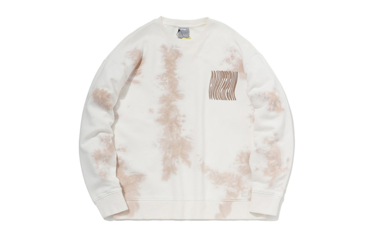 Li-Ning Oversized Grey-White Tie-Dye Crewneck Sweatshirt Unisex AWDQC08-1