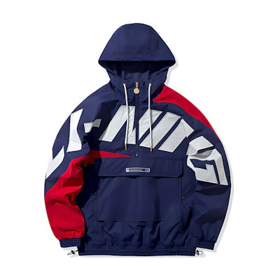 Li-Ning Oversized Half-Zip Hoodie with Large Logo Blue Unisex AFDQ025-3