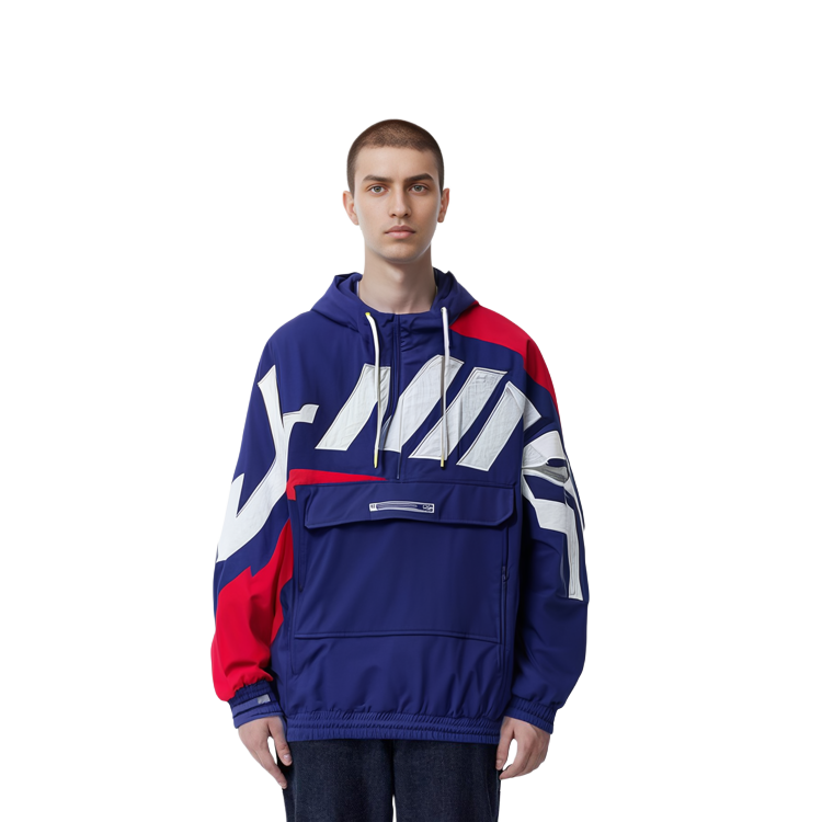 Sizing 李寧大Logo寬鬆半拉鍊連帽衫 藍色 男女款 AFDQ025-3