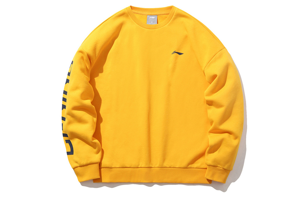 Li-Ning Paris Fashion Week Colorblock Logo Fleece Sweatshirt Unisex Yellow AWDR609-2