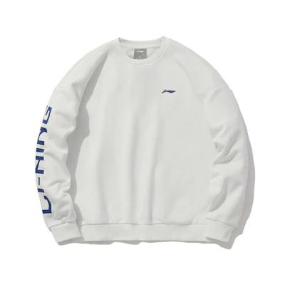 Li-Ning Paris Fashion Week Colorblock Logo Fleece Sweatshirt Unisex White AWDR609-3