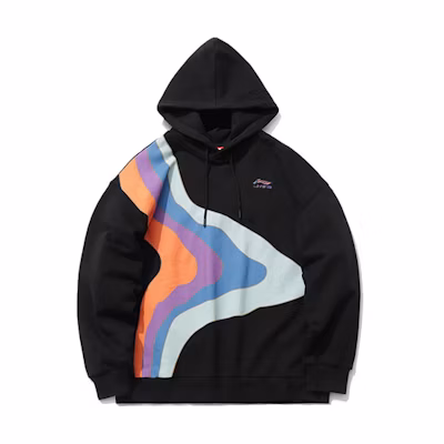 Li-Ning Paris Fashion Week Hoodie Black Casual Sports Sweatshirt AWDR167-2