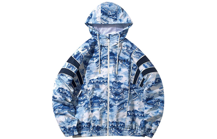 Order 李寧巴黎時裝周寬鬆運動夾克 男款 藍色陶瓷印花 AFDQ145-1