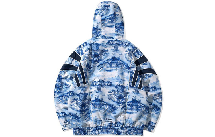 Lookbook 李寧巴黎時裝周寬鬆運動夾克 男款 藍色陶瓷印花 AFDQ145-1