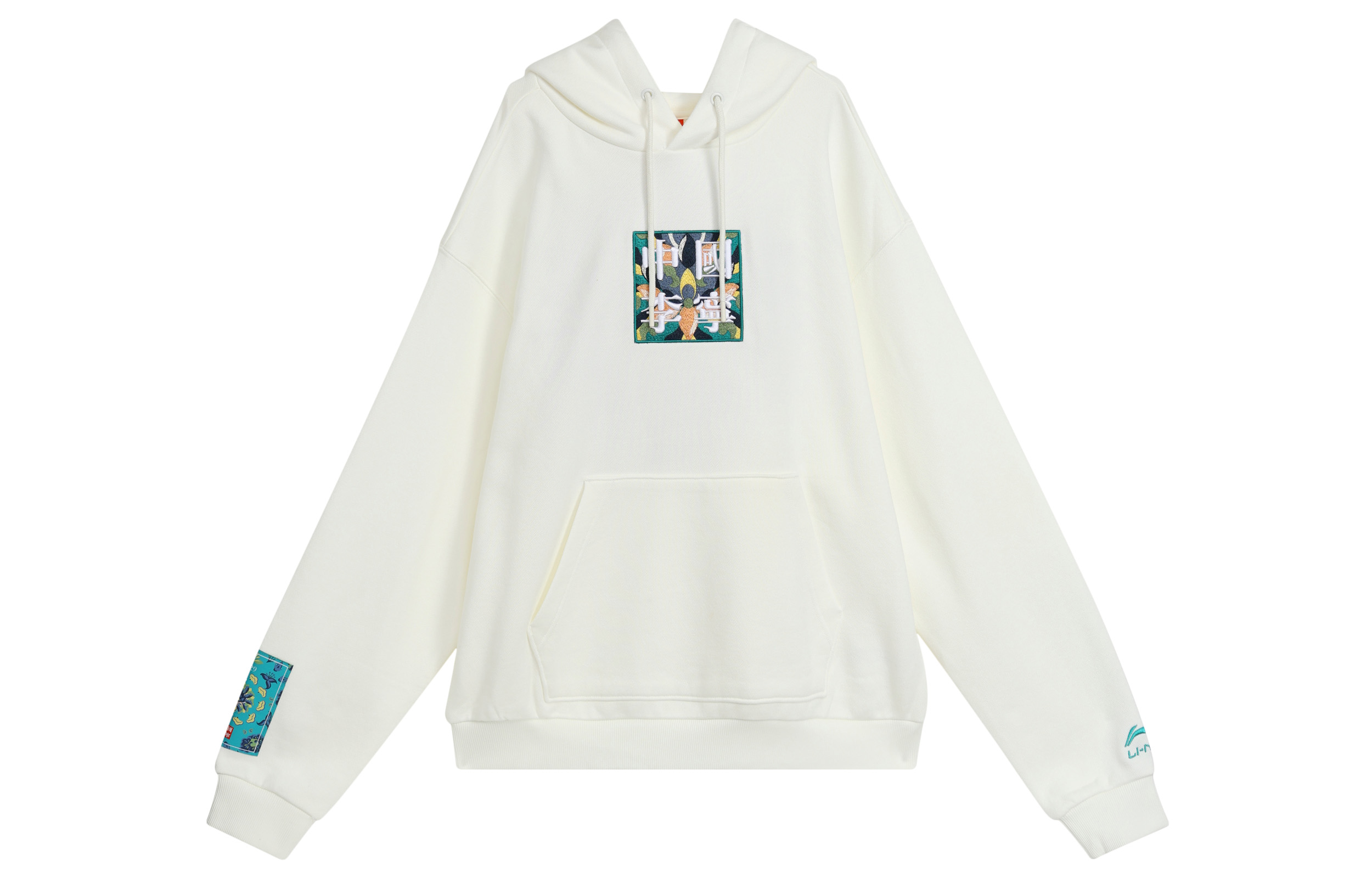 Li-Ning Paris Fashion Week Lotus Embroidery Pullover Hoodie White AWDQ625-3