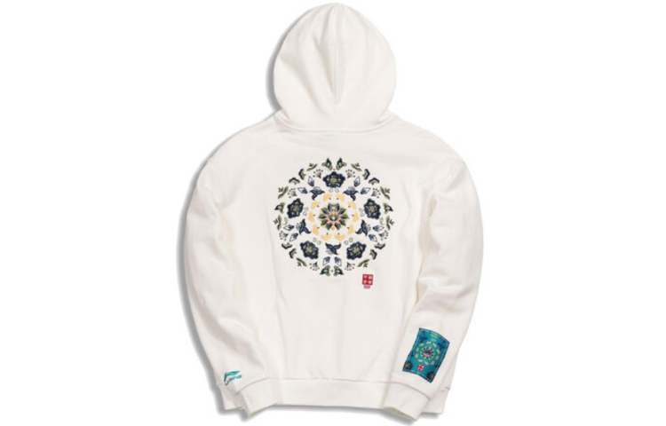 Order Li-Ning Paris Fashion Week Lotus Embroidery Pullover Hoodie White AWDQ625-3