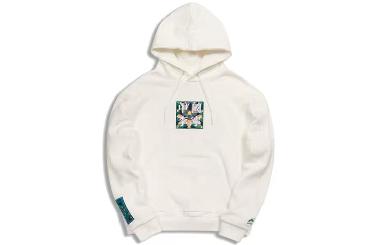 Lookbook Li-Ning Paris Fashion Week Lotus Embroidery Pullover Hoodie White AWDQ625-3