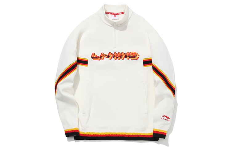 Li-Ning Paris Fashion Week Oversized Casual Pullover Sweatshirt Men Off-White AWDQ859-1