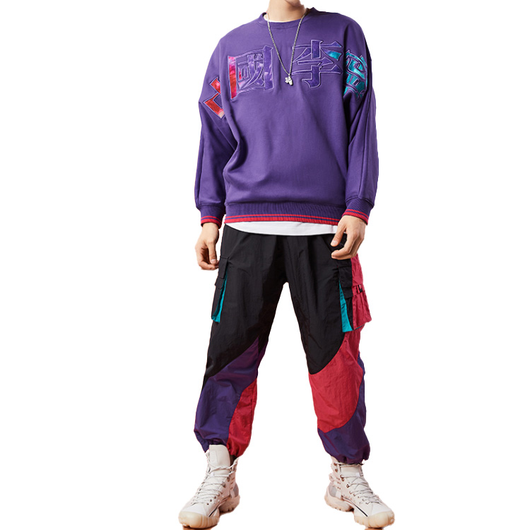 Shop Li-Ning Paris Fashion Week Oversized Pullover Sweatshirt - Purple AWDQ631-1