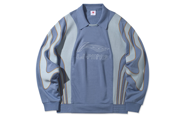 Li-Ning Paris Fashion Week Patchwork Crewneck Sweatshirt Blue - AWDR205-1