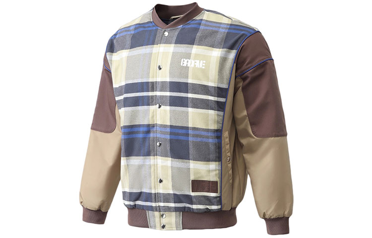 Li-Ning Patchwork Plaid Loose Jacket - Gingerbread Brown AJMR003-1