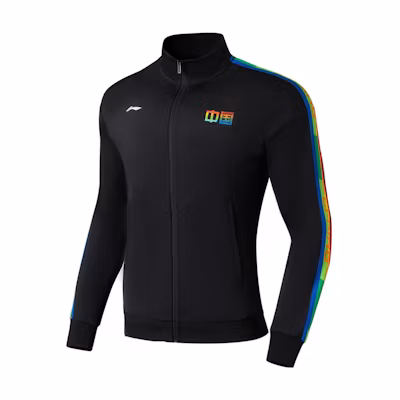 Li-Ning Ping Pong Series Black Logo Print Unisex Zip-Up Sweatshirt AWDS311-1