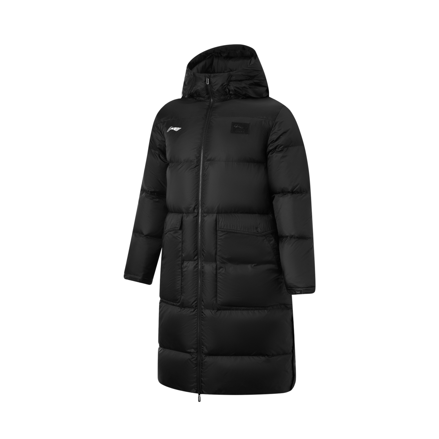 Li-Ning Ping Pong Series Infrared Warm Hooded Long Down Jacket Black Unisex. AYMU285-1