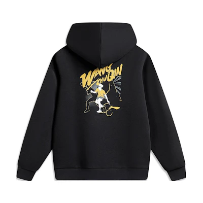 Li-Ning Ping Pong Series Letter Print Pullover Hoodie Unisex Black AWDTF07-1