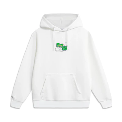 Li-Ning Ping Pong Series Logo Print Hoodie Unisex Standard White. AWDTF11-1