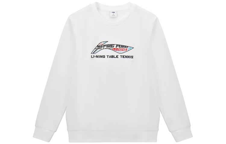 Li-Ning Ping Pong Series Logo Print White Sweatshirt Unisex Casual Streetwear AWDT281-1