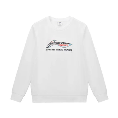 Li-Ning Ping Pong Series Logo Print White Sweatshirt Unisex Casual Streetwear AWDT281-1