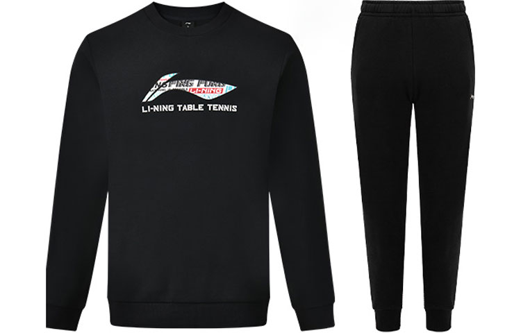 Li-Ning Ping Pong Series Logo Pullover & Jogger Set Unisex Black AWDT281-2/AKLTC43-1