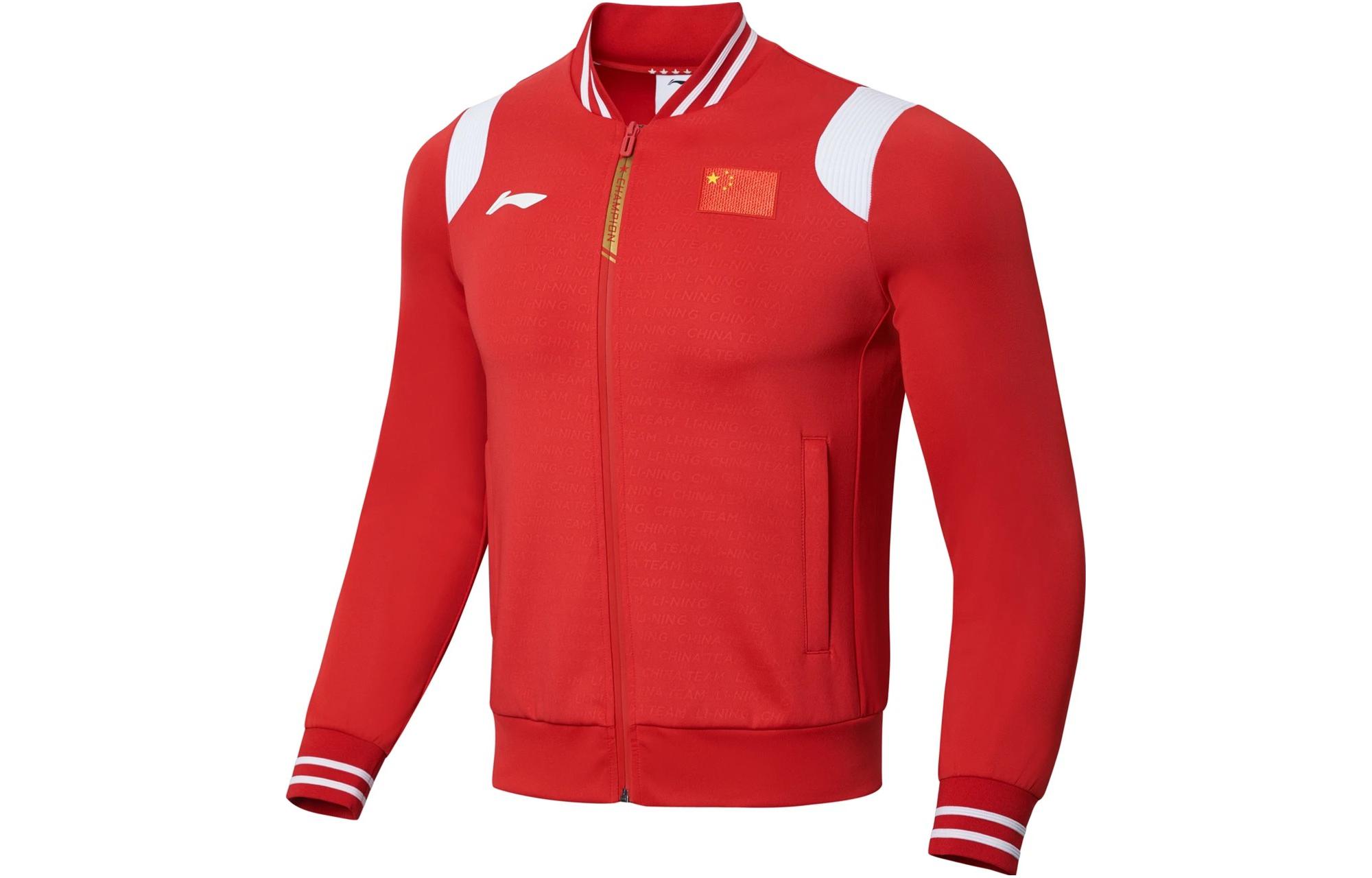 Li-Ning Ping Pong Series Red Letter Print Zip Sweatshirt Unisex AWDT277-3