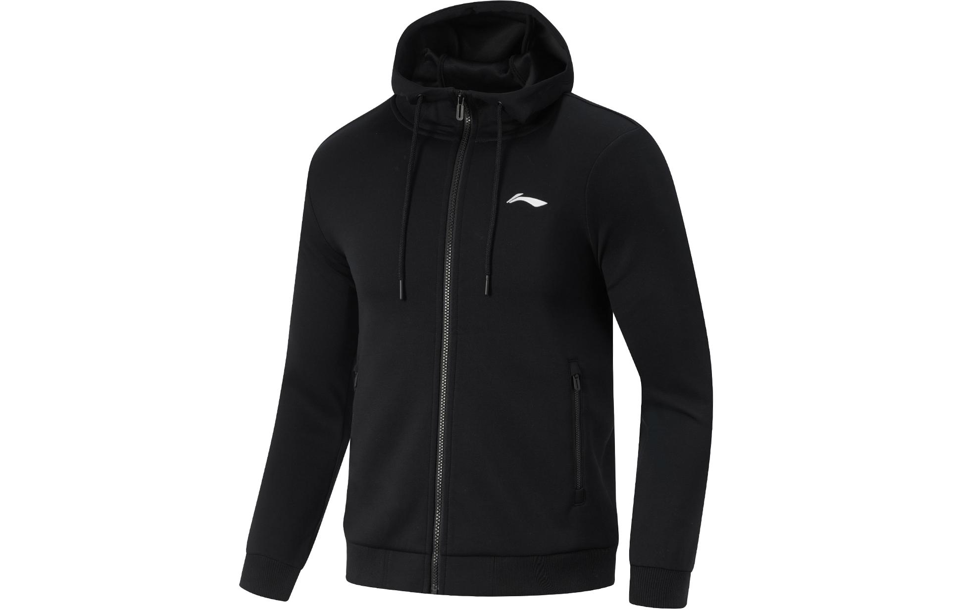 Li-Ning Ping Pong Series Unisex Black Hoodie Zipper Casual Jacket AWDUA63-1