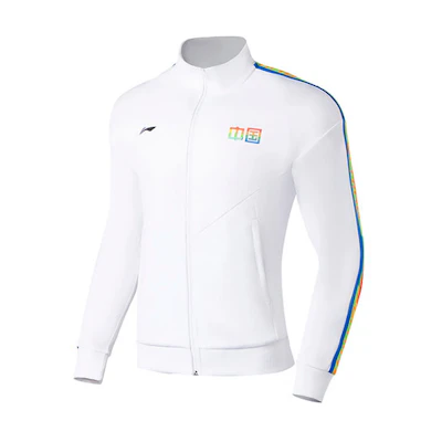 Li-Ning Ping Pong Series White Zip-Up Jacket with Logo Print Unisex AWDS311-2