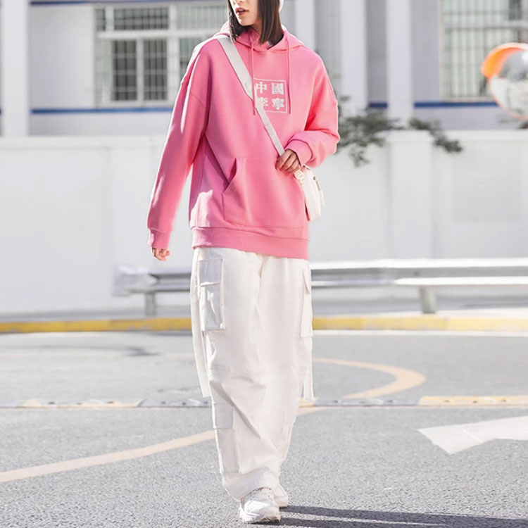 Shop Li-Ning Pink Lingzhi Series Logo Hoodie Pullover Unisex Casual Wear AWDRF47-2