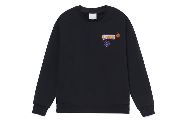 Li-Ning Pixel Graphic Fleece Sweatshirt Unisex Black - Sports Fashion Series AWDRD72-4