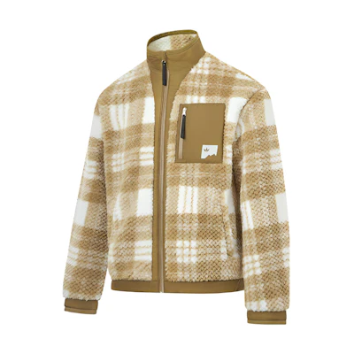 Li-Ning Plaid Knit Jacket Brown Beige Checkered Pattern AFDT601-8
