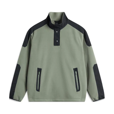 Li-Ning Polartec Fleece Pullover Sweatshirt Outdoor Green Loose Fit AWDUD07-2