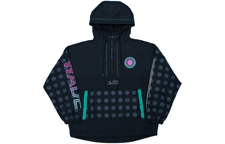 Li-Ning Polka Dot Print Half-Zip Hoodie Jacket Black () AFDQ901-1