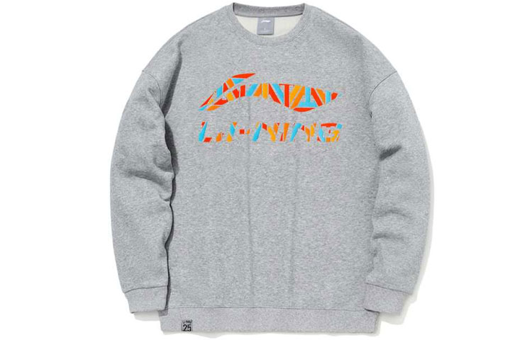 Li-Ning Printed Crewneck Loose Fit Sweatshirt Unisex - Grey AWDRB39-1