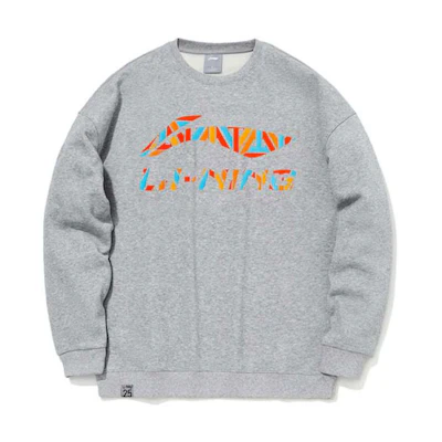 Li-Ning Printed Crewneck Loose Fit Sweatshirt Unisex - Grey AWDRB39-1