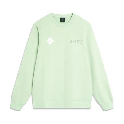 Li-Ning Printed Logo Crewneck Pullover Fleece Sweatshirt Unisex Bamboo Green AWDTB79-4