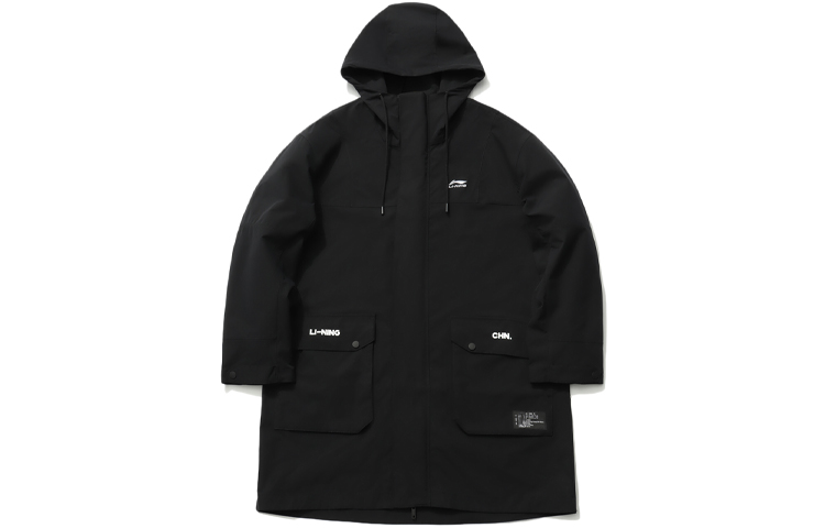 Li-Ning Printed Loose-Fit Mid-Length Hooded Jacket Black () AFDR021-2