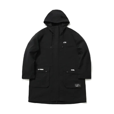 Li-Ning Printed Loose-Fit Mid-Length Hooded Jacket Black () AFDR021-2