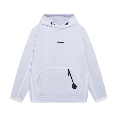 Li-Ning Professional Basketball Series White Logo Print Long Sleeve Hoodie Men AWDSB87-3