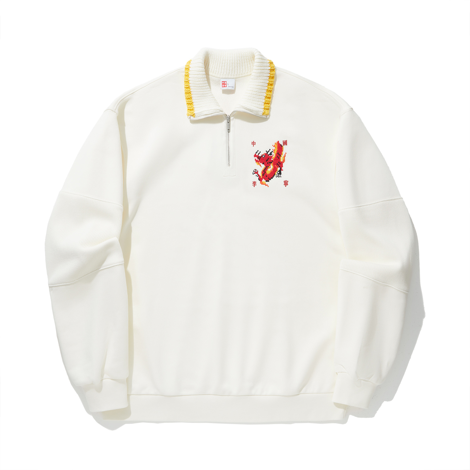 Li-Ning Prosperity Series Dragon Totem Long Sleeve Sweatshirt Beige Men’s Fashion AWDU335-4