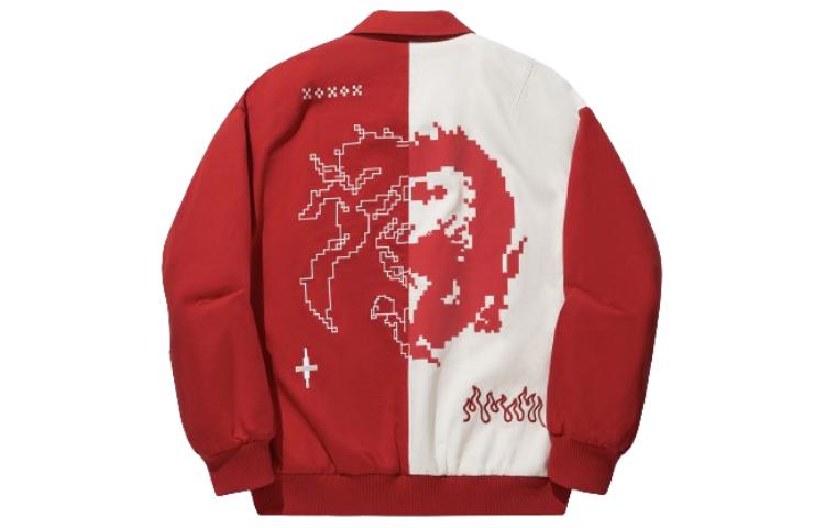 Lookbook Li-Ning Prosperity Series Jaket Longgar Logo Merah Samba/Putih Off AJMU043-4