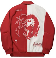 Lookbook Li-Ning Prosperity Series Logo Print Loose Fit Jacket Samba Red/Off-White AJMU043-4