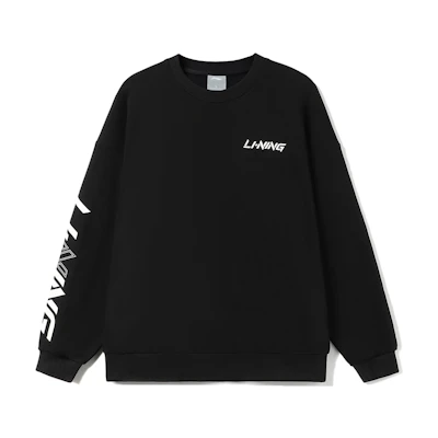 Li-Ning Pullover Crewneck Sweatshirt Unisex Black - Sports Lifestyle Series AWDT607-1