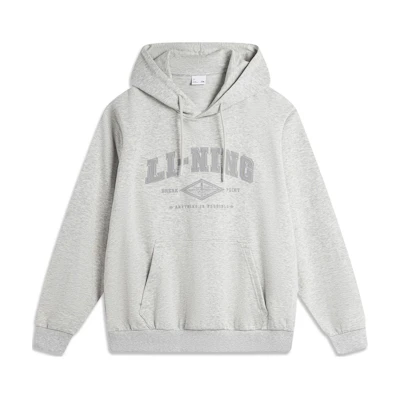 Li-Ning Pullover Hoodie Athletic Life Series Light Heather Yellow Grey AWDU615-5