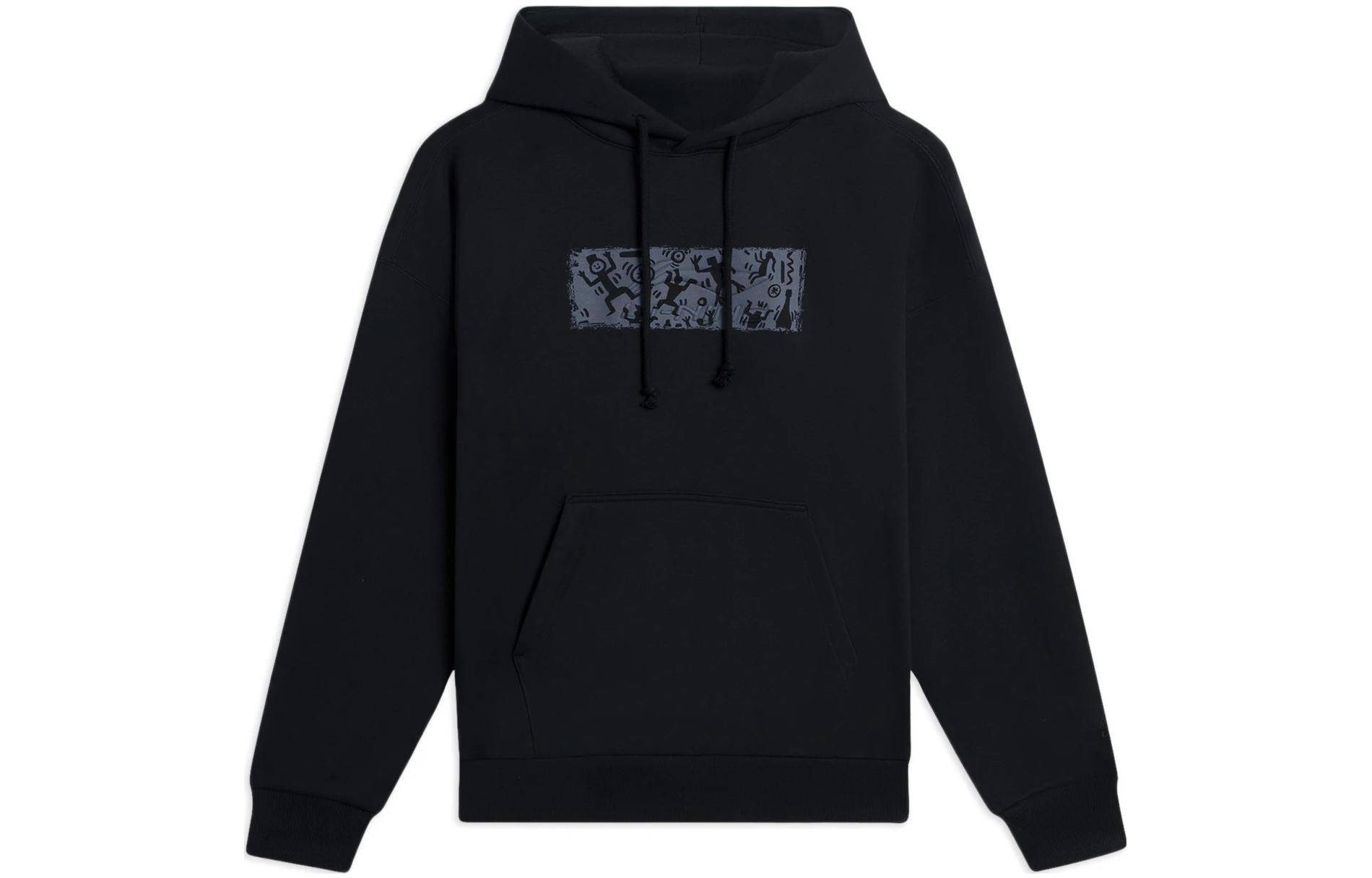 Li-Ning Pullover Hoodie Black Unisex - Sports Lifestyle Series with Print Design AWDSB43-1