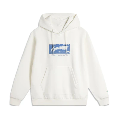 Li-Ning Pullover Loose Fit Letter Print Long Sleeve Sweatshirt Cream White AWDU617-1