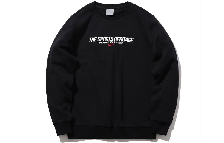 Li-Ning Pullover Sweatshirt Black - Fashion Series with Letter Print AWDPC99-3