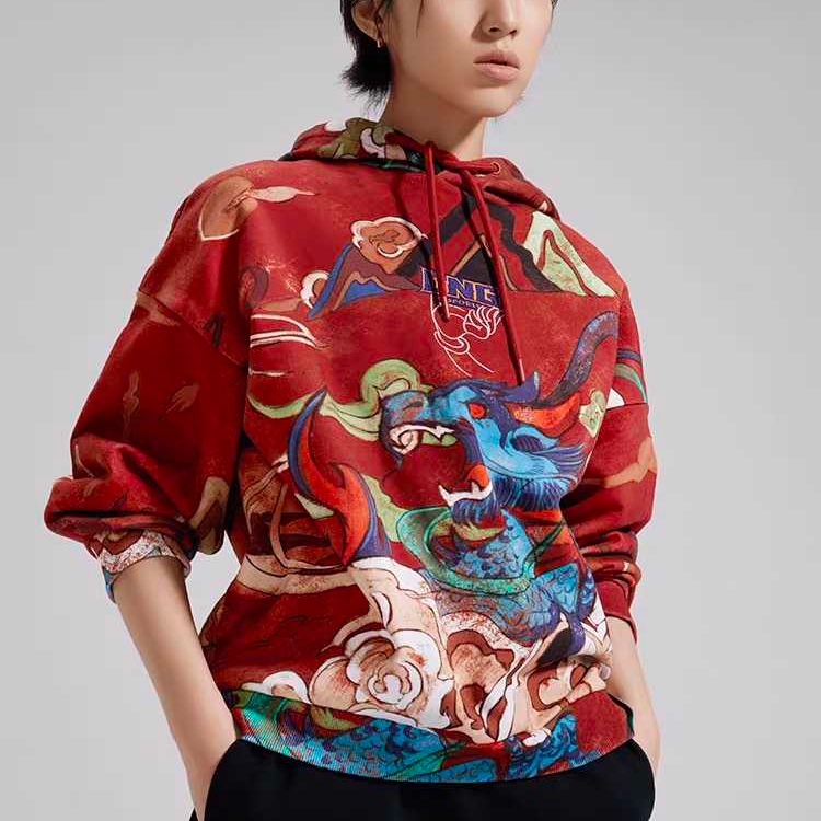 Li-Ning Qilin Cloud Hoodie Washed Pullover Unisex Red-Brown Sweatshirt AWDQ403-1 圖 4