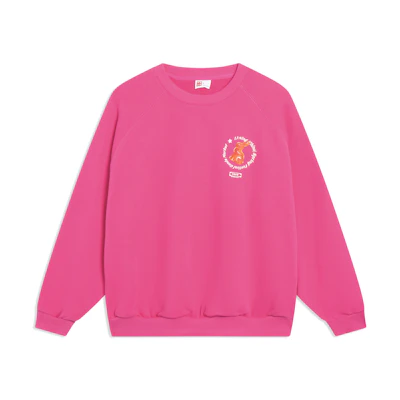 Li-Ning Rabbit Print Pullover Crewneck Sweatshirt Pink-Unisex AWDT237-5