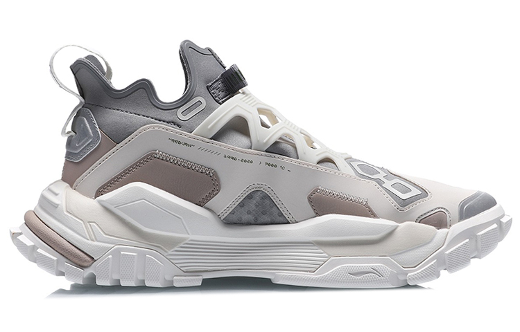 Order 李寧LiNing 重燃 防滑耐磨輕便 低幫 老爹鞋 男女同款 白灰