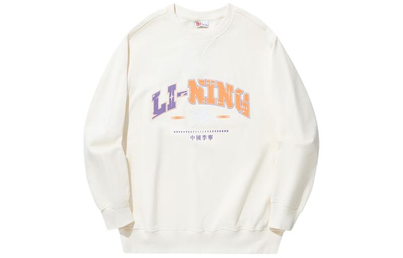 Li-Ning Reburn Series Logo Print Loose Fit Sweatshirt Unisex Off-White AWDU343-1