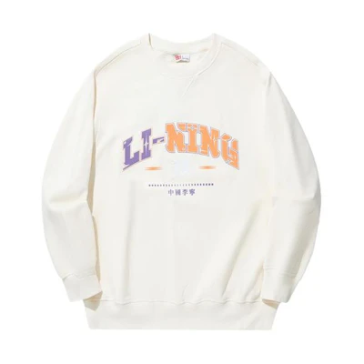 Li-Ning Reburn Series Logo Print Loose Fit Sweatshirt Unisex Off-White AWDU343-1
